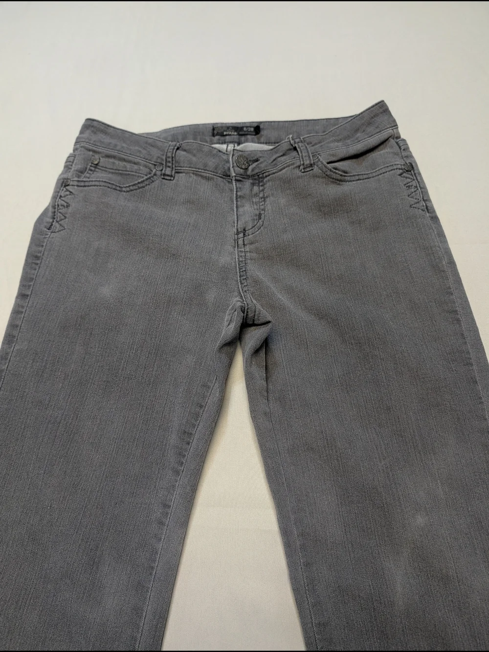 Prana Jeans Women's 6/28 Gray Denim Jade Jean Stretch Mid-Rise Straight Leg
